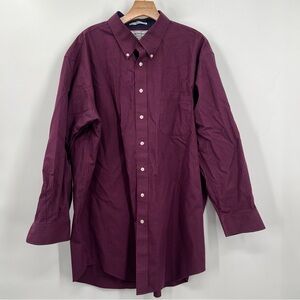 Paul Fredrick Red Plaid Non Iron Two Ply Cotton Pinpoint Button Down Shirt 18.5